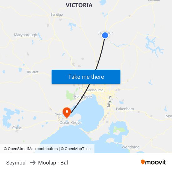 Seymour to Moolap - Bal map