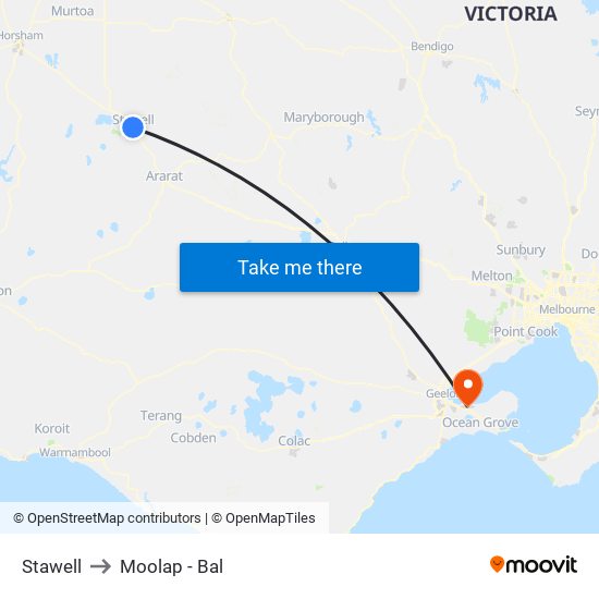 Stawell to Moolap - Bal map