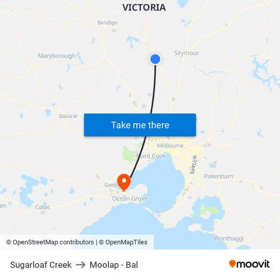 Sugarloaf Creek to Moolap - Bal map