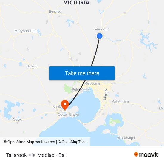 Tallarook to Moolap - Bal map