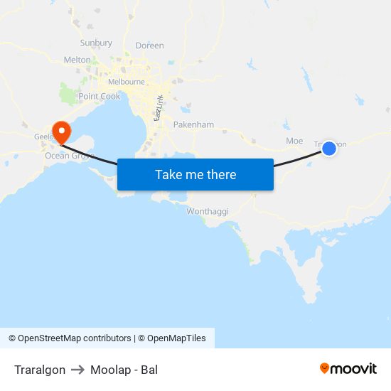 Traralgon to Moolap - Bal map