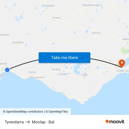 Tyrendarra to Moolap - Bal map