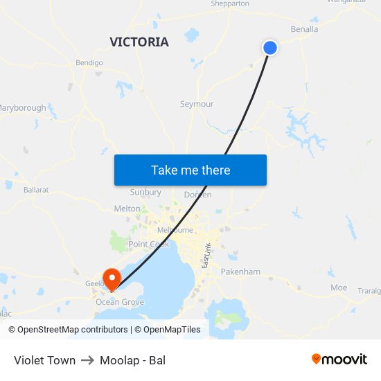 Violet Town to Moolap - Bal map