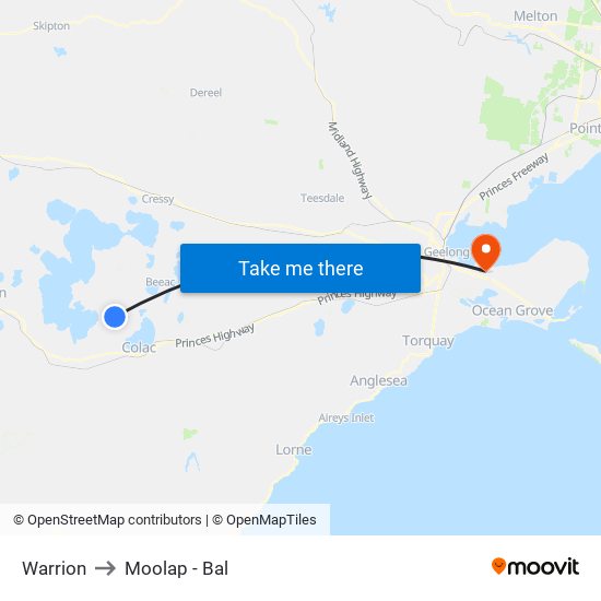 Warrion to Moolap - Bal map