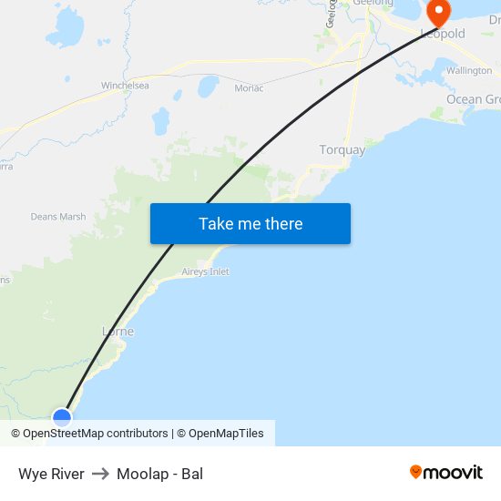 Wye River to Moolap - Bal map