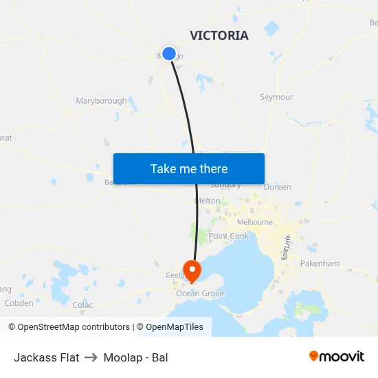 Jackass Flat to Moolap - Bal map