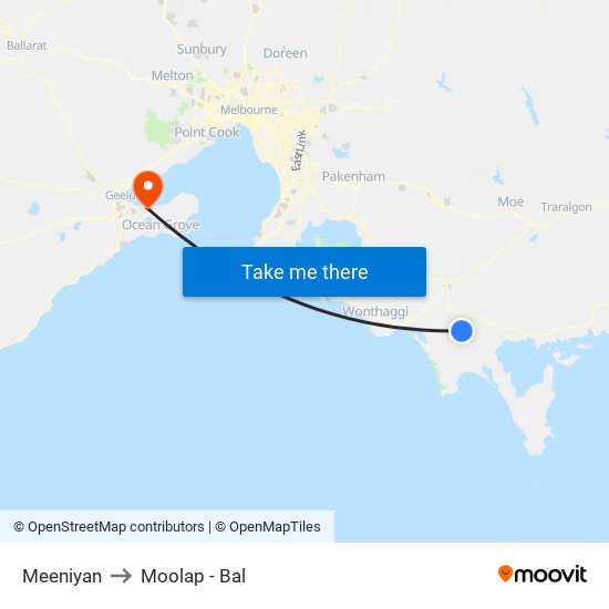 Meeniyan to Moolap - Bal map