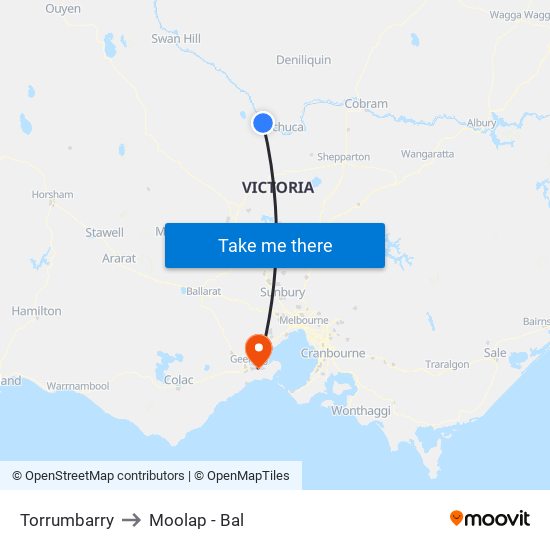 Torrumbarry to Moolap - Bal map