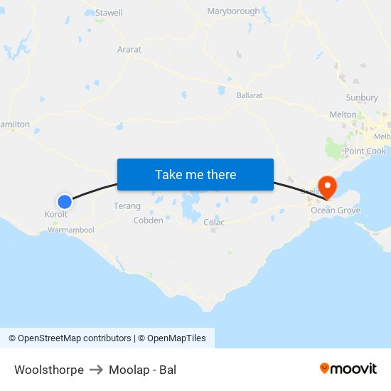 Woolsthorpe to Moolap - Bal map