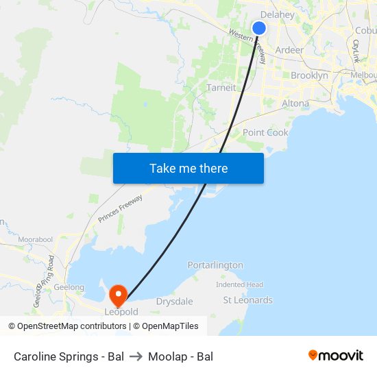 Caroline Springs - Bal to Moolap - Bal map