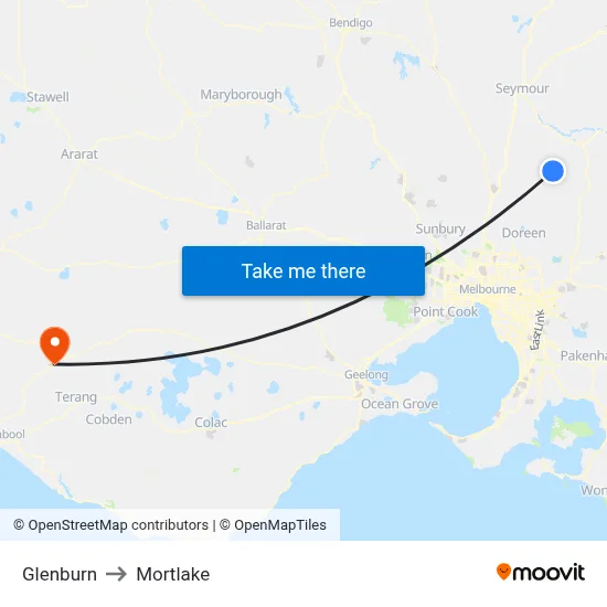 Glenburn to Mortlake map