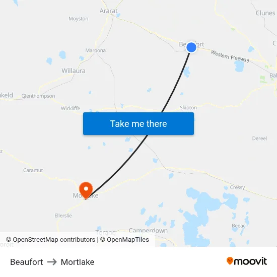 Beaufort to Mortlake map