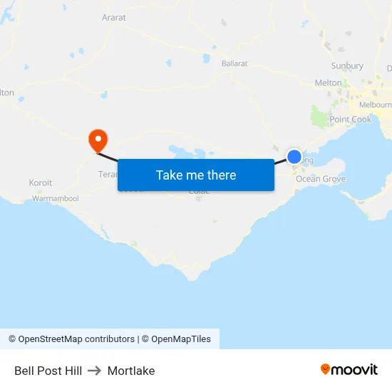 Bell Post Hill to Mortlake map