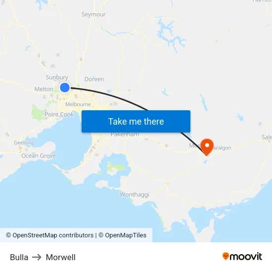 Bulla to Morwell map