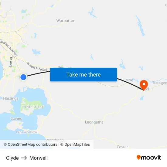 Clyde to Morwell map
