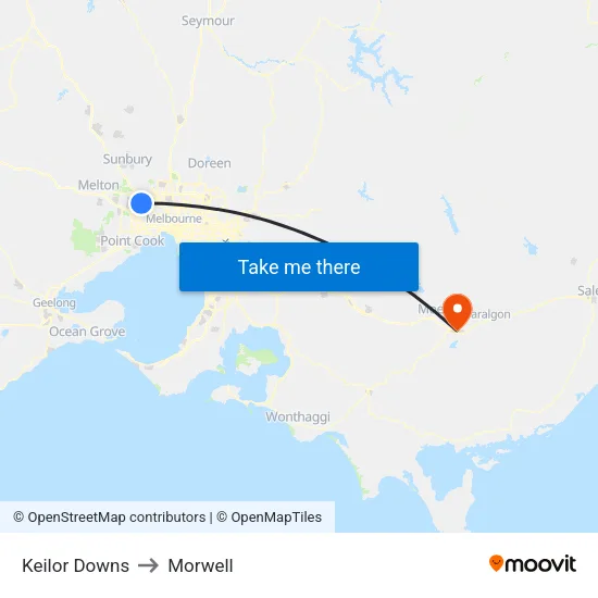 Keilor Downs to Morwell map
