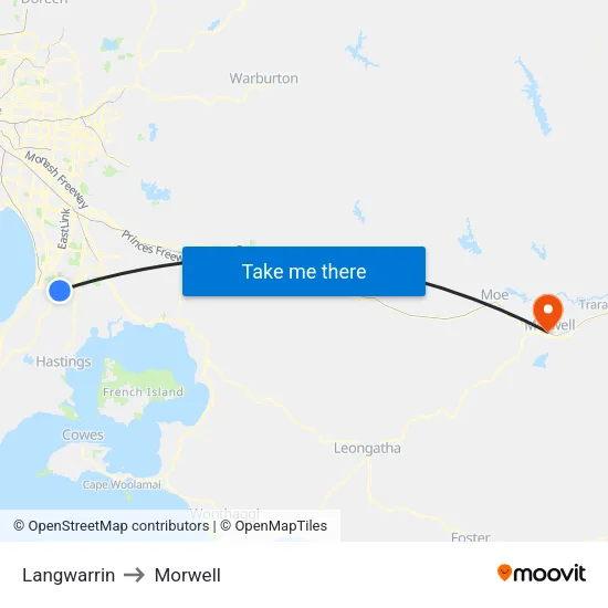 Langwarrin to Morwell map
