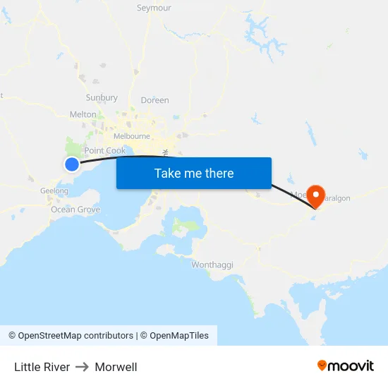 Little River to Morwell map