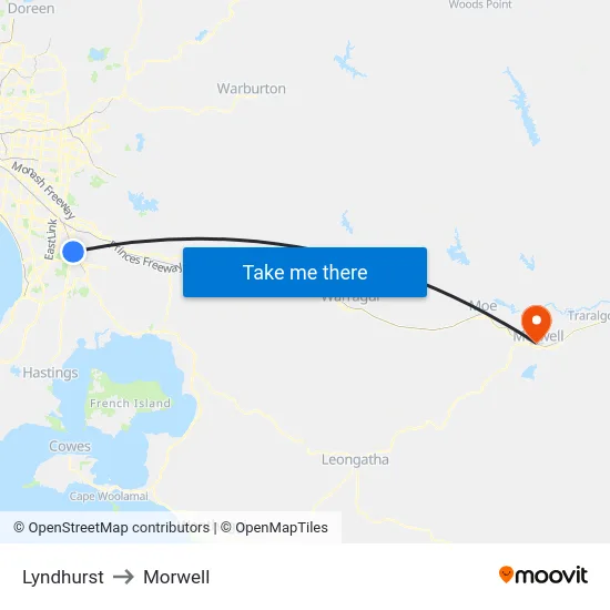 Lyndhurst to Morwell map