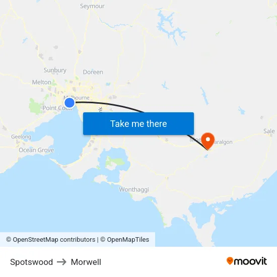 Spotswood to Morwell map