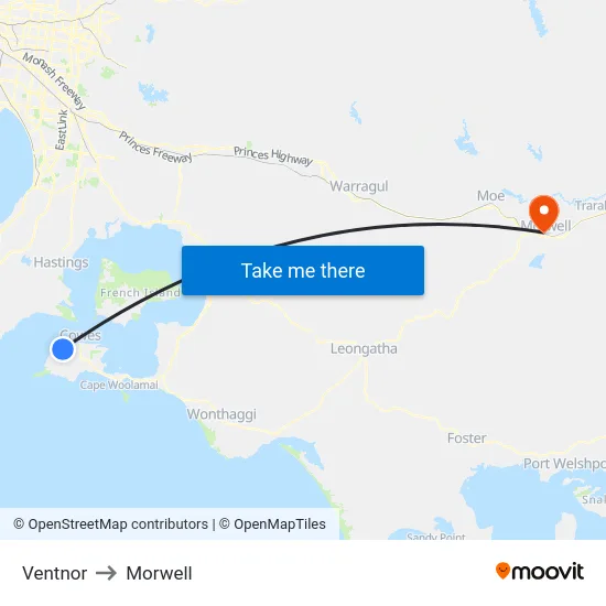 Ventnor to Morwell map