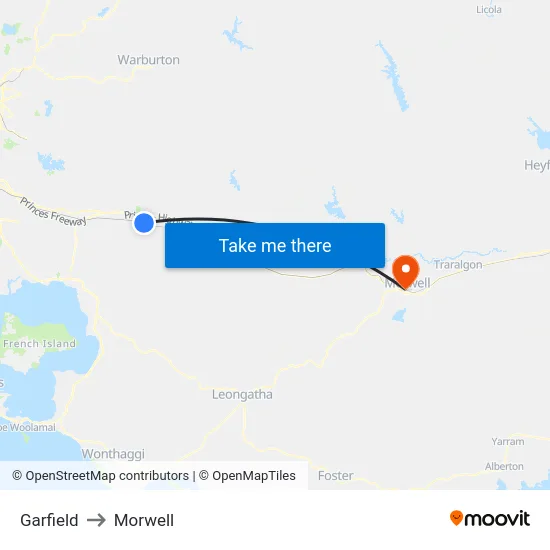 Garfield to Morwell map