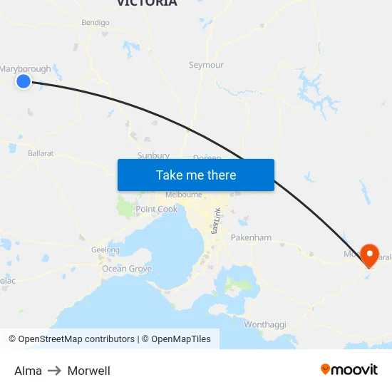 Alma to Morwell map