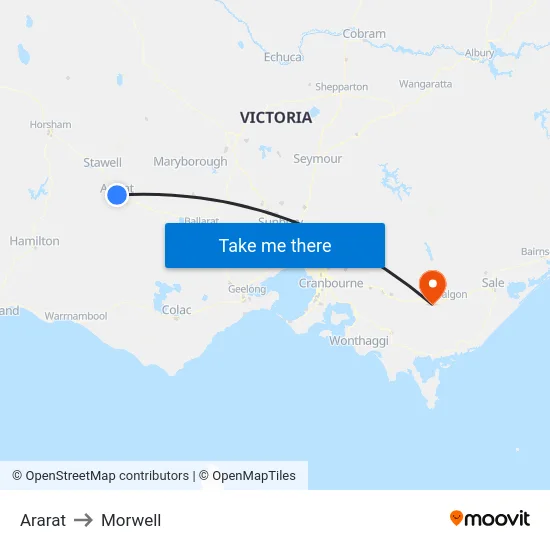 Ararat to Morwell map