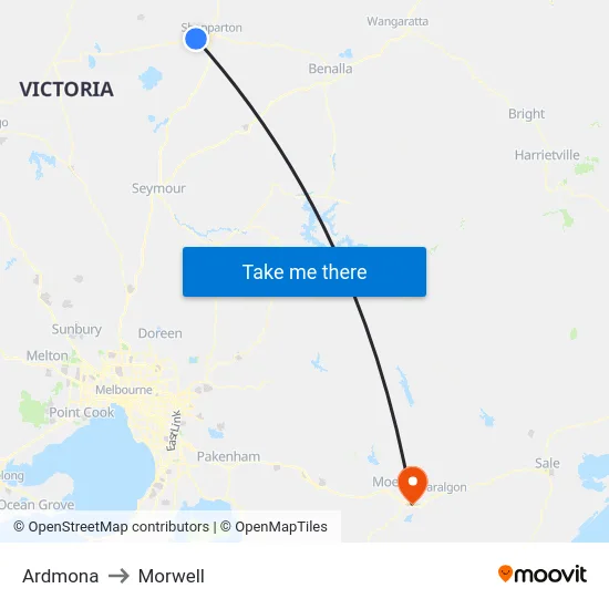 Ardmona to Morwell map