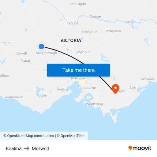 Bealiba to Morwell map