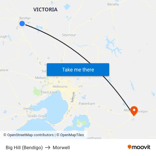 Big Hill (Bendigo) to Morwell map