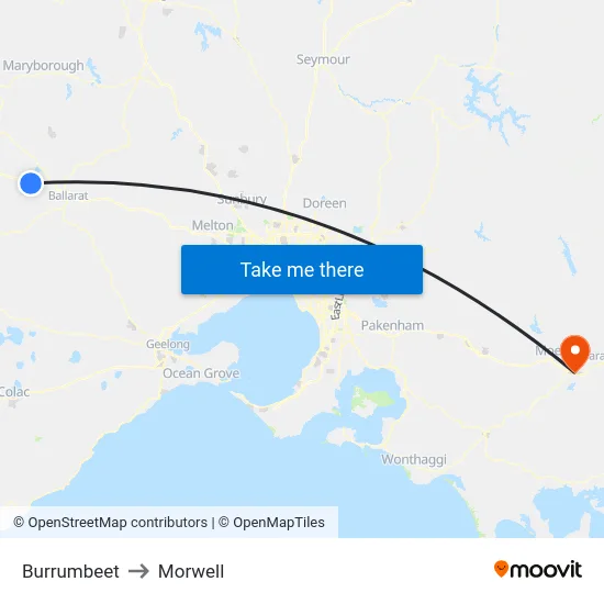 Burrumbeet to Morwell map