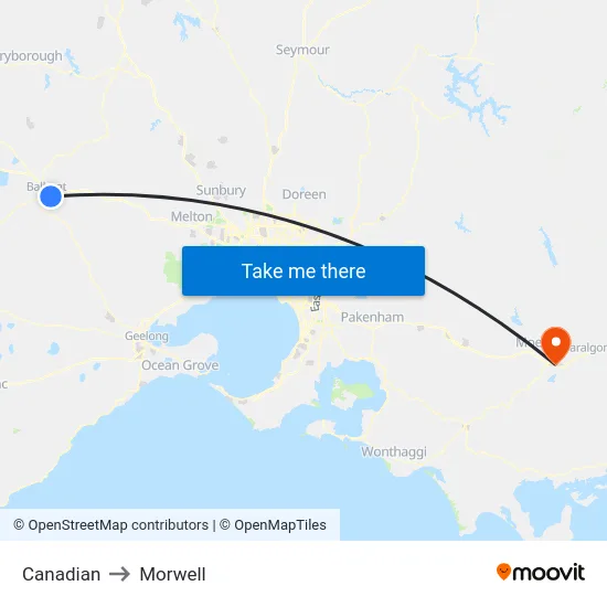 Canadian to Morwell map