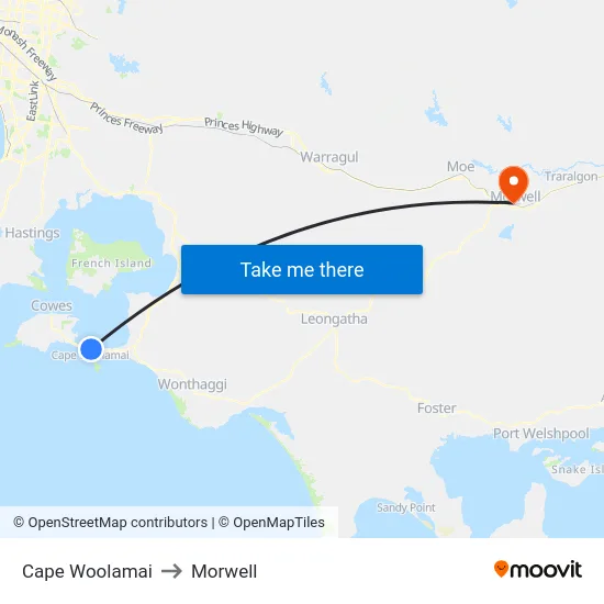 Cape Woolamai to Morwell map
