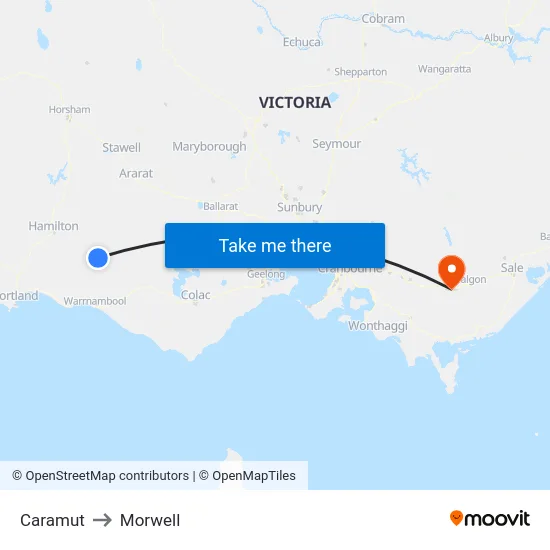 Caramut to Morwell map