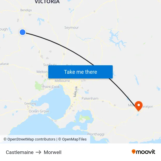 Castlemaine to Morwell map