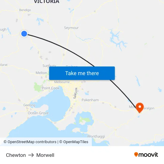 Chewton to Morwell map