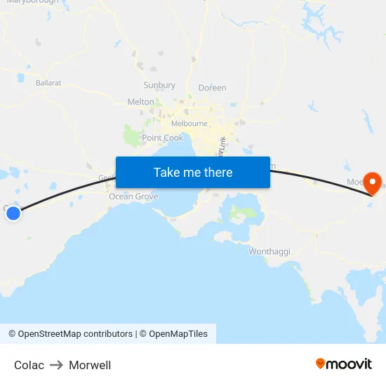 Colac to Morwell map