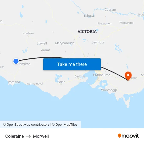 Coleraine to Morwell map