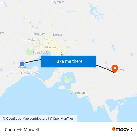 Corio to Morwell map
