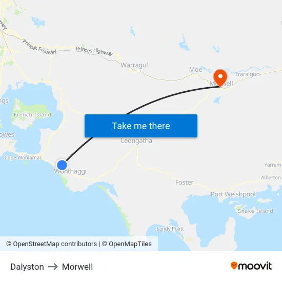 Dalyston to Morwell map