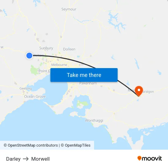Darley to Morwell map