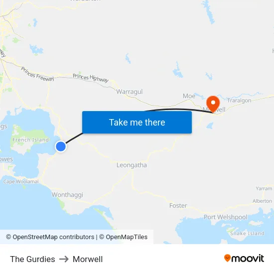 The Gurdies to Morwell map