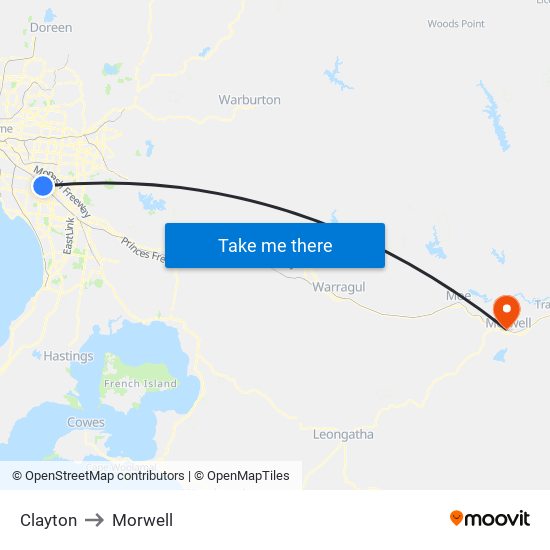 Clayton to Morwell map