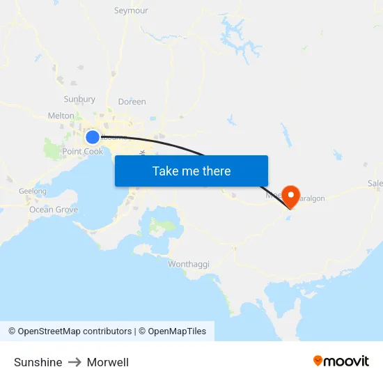 Sunshine to Morwell map