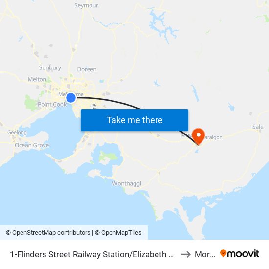 1-Flinders Street Railway Station/Elizabeth St (Melbourne City) to Morwell map