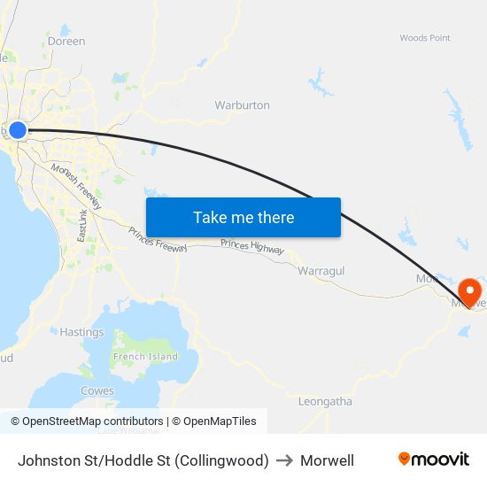 Johnston St/Hoddle St (Collingwood) to Morwell map