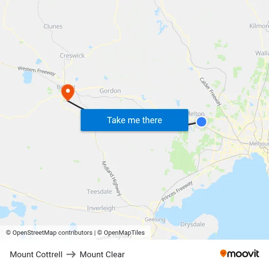 Mount Cottrell to Mount Clear map
