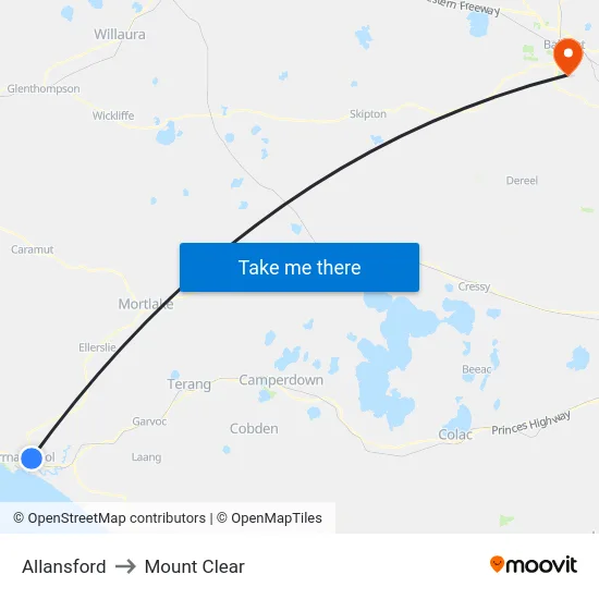 Allansford to Mount Clear map
