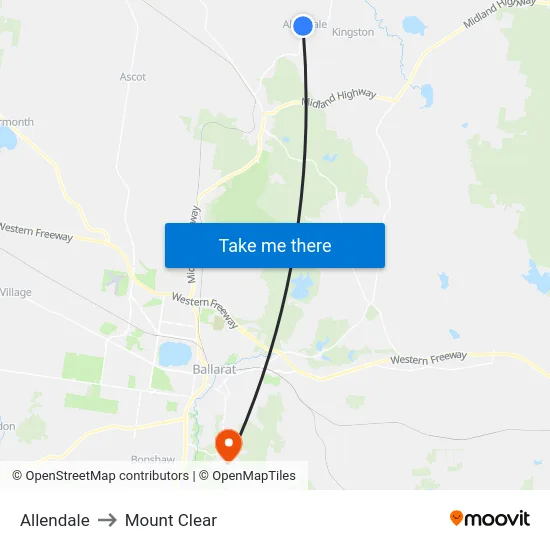 Allendale to Mount Clear map